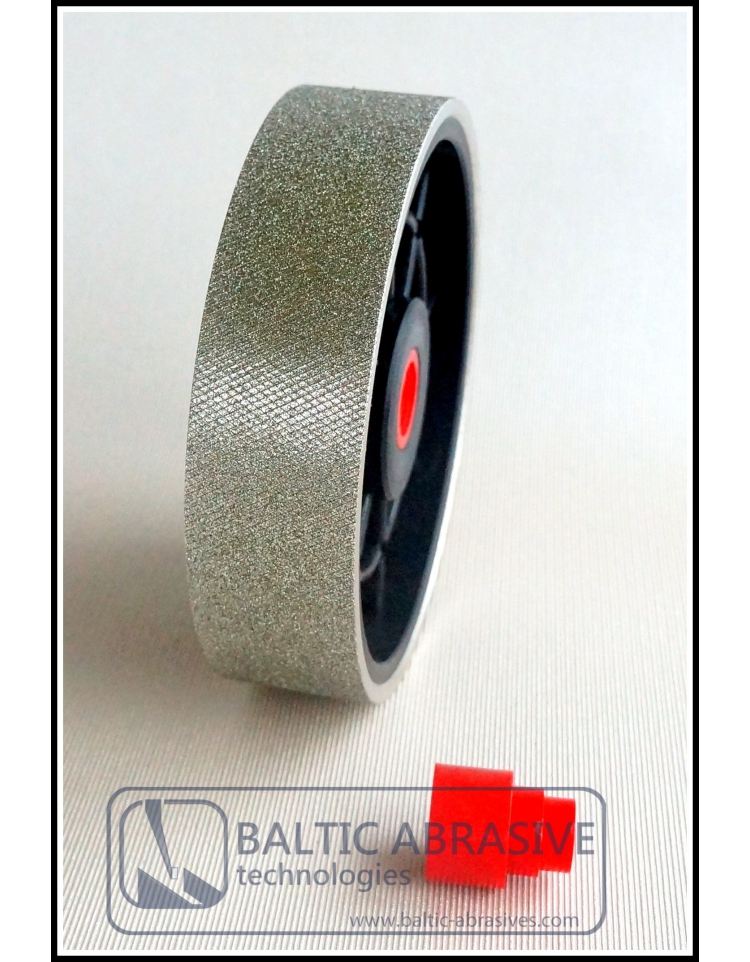 8 Inch 60 Grit Electroplated Diamond Wheel – Hard Flat Lapidary Cabbing Wheel With Plastic Body & Steel Rim – For Stones, Glass, Ceramics – 1 Inch Bore With Reducing Spacers